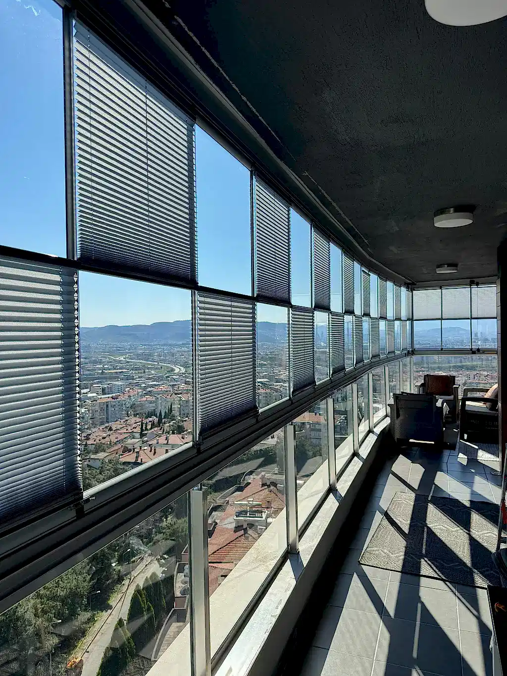 Cam Balkon İçin Güneş Kırıcı Plise Perde