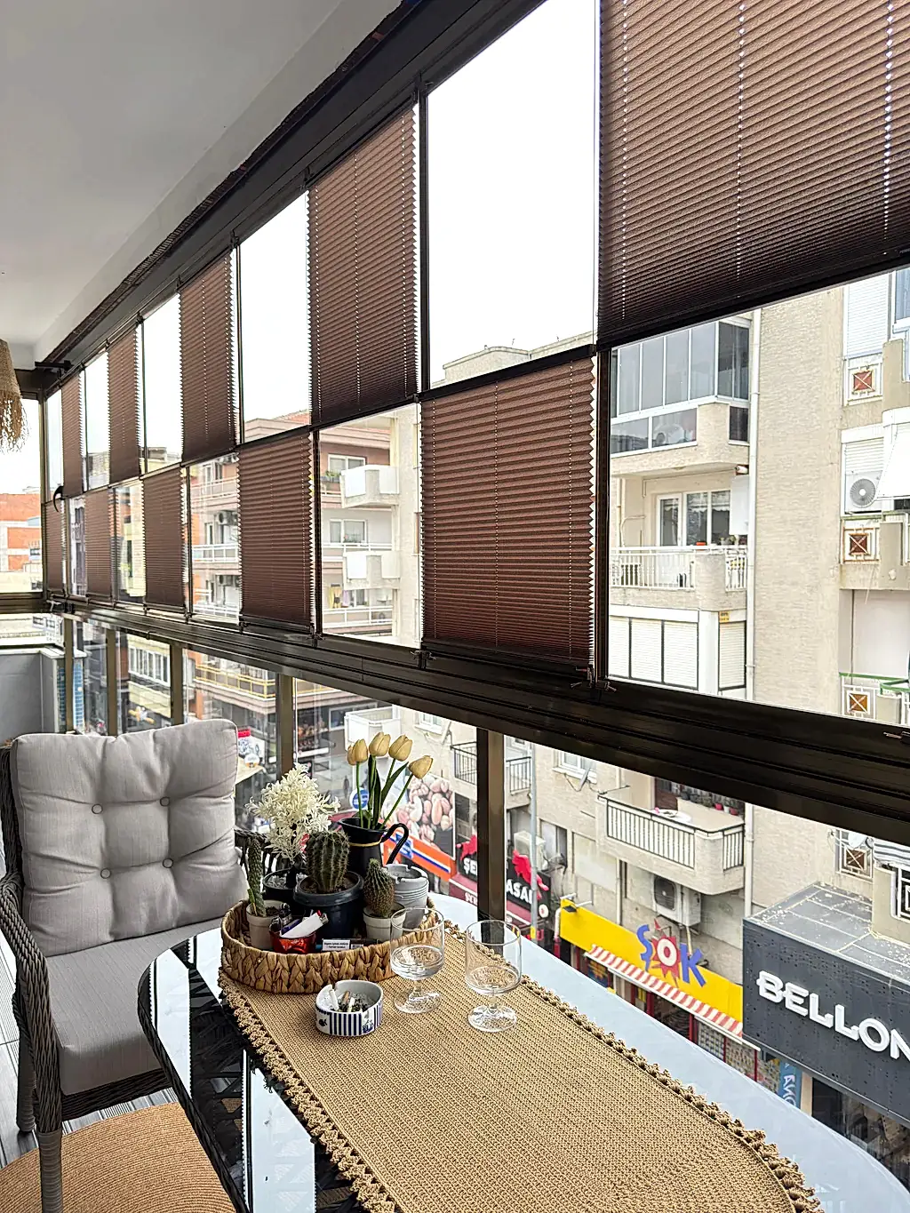 Cam Balkon İçin Güneş Kırıcı Plise Perde
